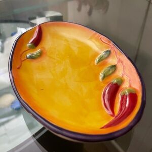 Rommell Nueva for Sparna Vibrant Yellow and Red Ceramic Tapas Dish